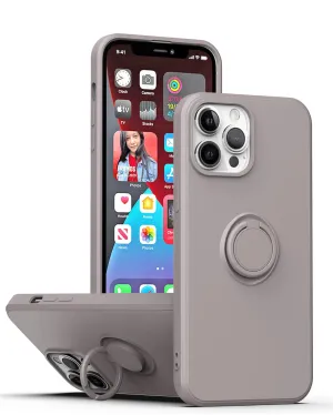 Anymob iPhone Case Mink Square Liquid Silicone Magnetic Holder Ring Stand Cover