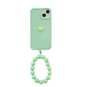 Anymob iPhone Case Mint Green Cute Love Heart Hand Bracelet Strap Soft Silicone Candy Color Back Cover