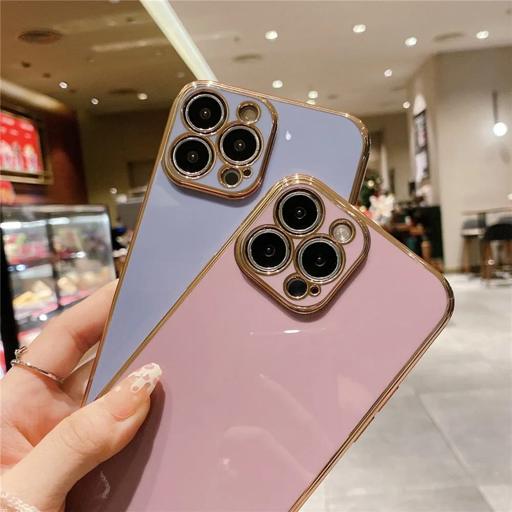 Anymob iPhone Case Mint Green Electroplated Lens Protection Soft Silicon Back Cover