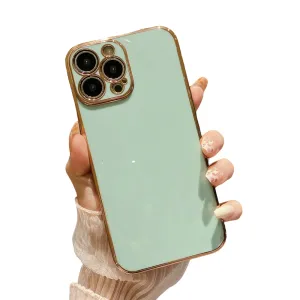 Anymob iPhone Case Mint Green Electroplated Lens Protection Soft Silicon Back Cover