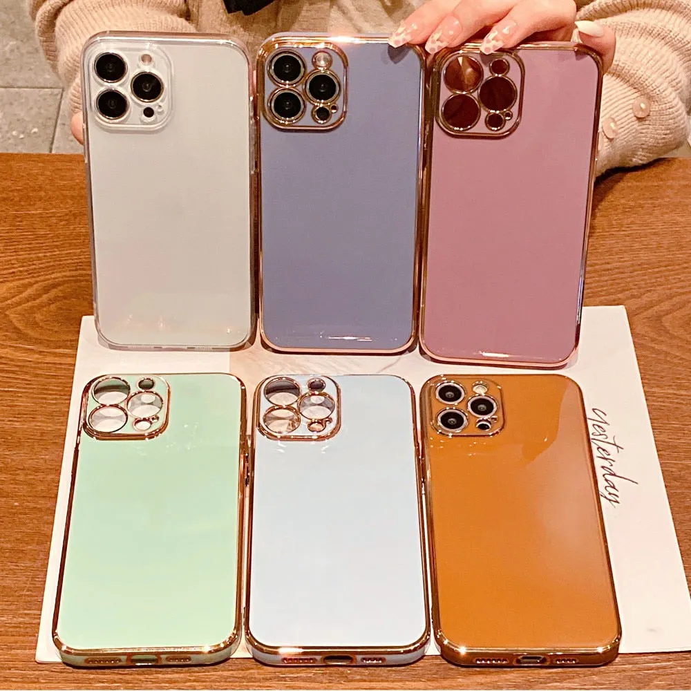 Anymob iPhone Case Mint Green Electroplated Lens Protection Soft Silicon Back Cover