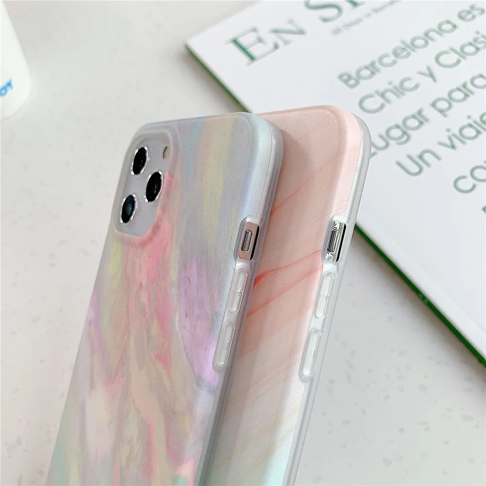 Anymob iPhone Case Ocean Gradual Color Matte Marble Soft Silicone Back Cover