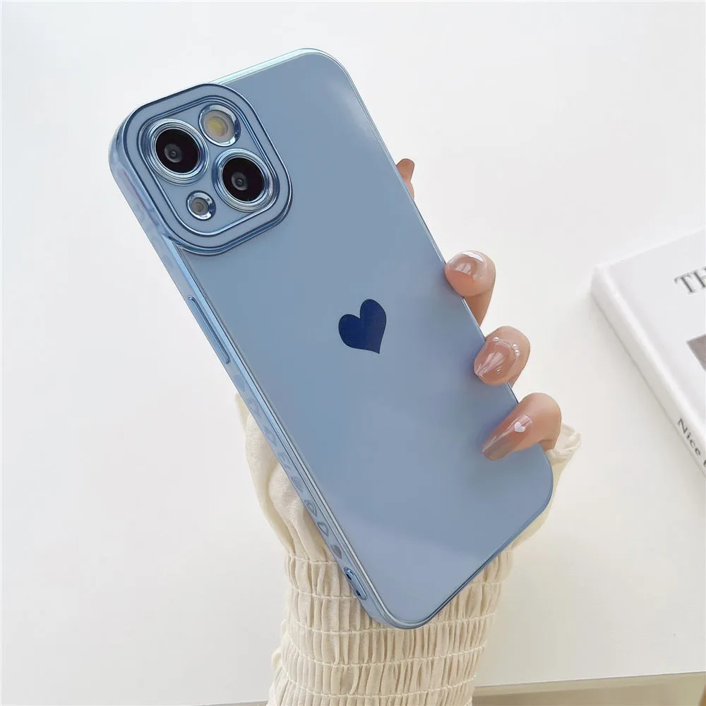 Anymob iPhone Case Off White Plating Love Heart Side Pattern Soft Phone Cover