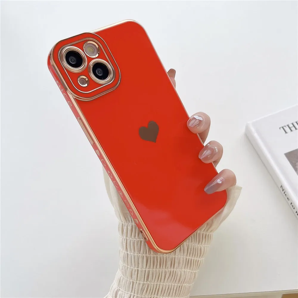 Anymob iPhone Case Off White Plating Love Heart Side Pattern Soft Phone Cover