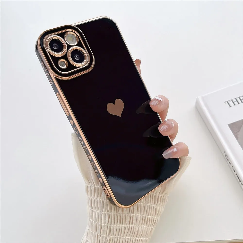 Anymob iPhone Case Off White Plating Love Heart Side Pattern Soft Phone Cover