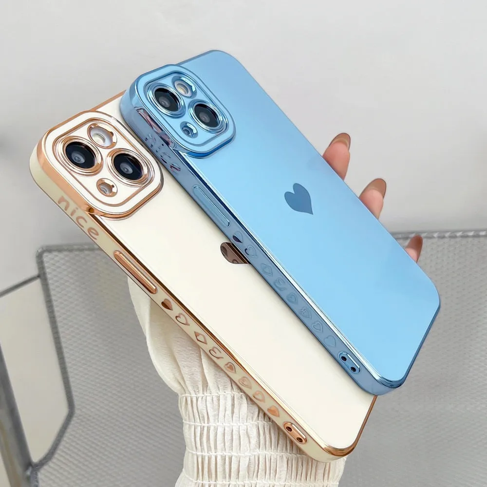 Anymob iPhone Case Off White Plating Love Heart Side Pattern Soft Phone Cover