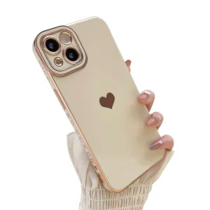 Anymob iPhone Case Off White Plating Love Heart Side Pattern Soft Phone Cover