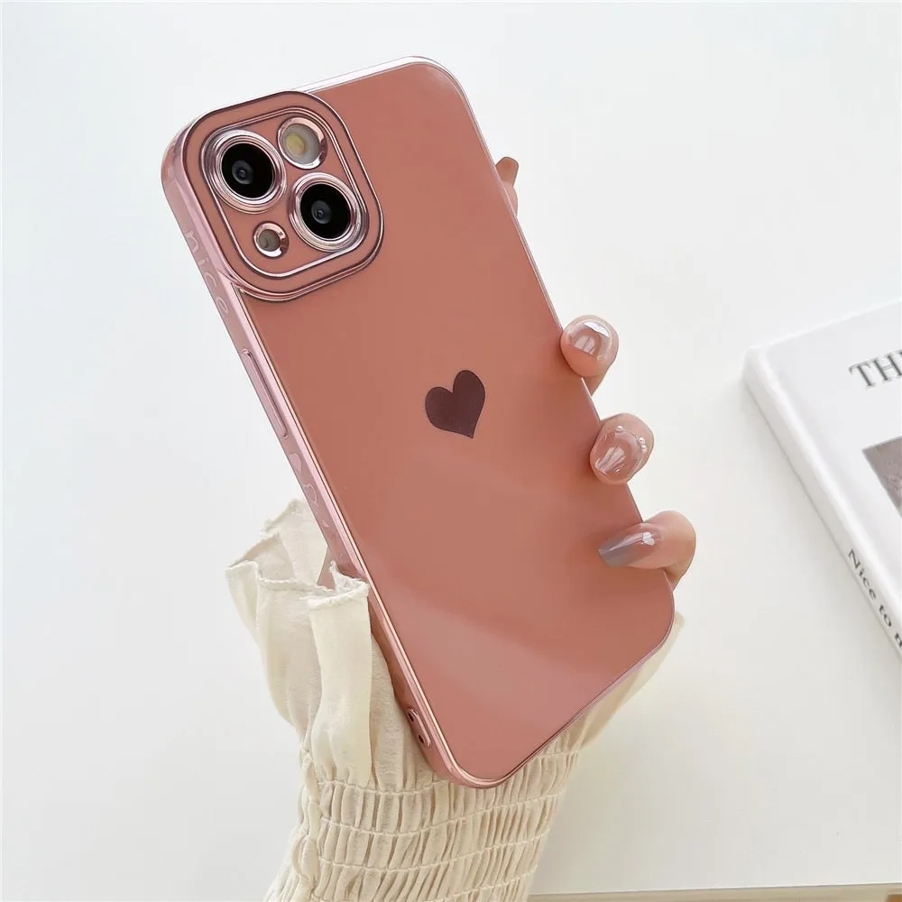 Anymob iPhone Case Off White Plating Love Heart Side Pattern Soft Phone Cover