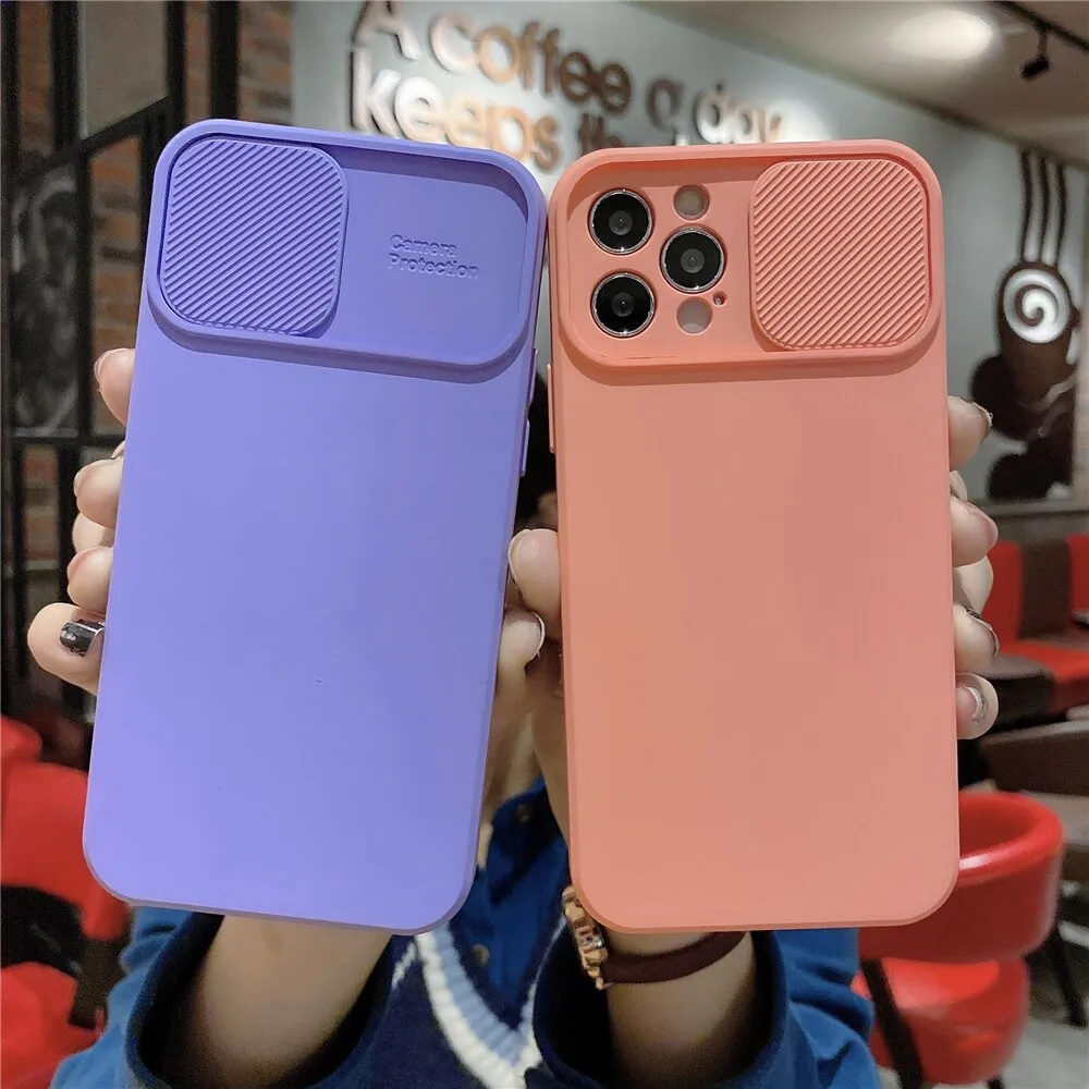 Anymob iPhone Case Orange Camera Lens Protection Color Candy Soft Back Cover