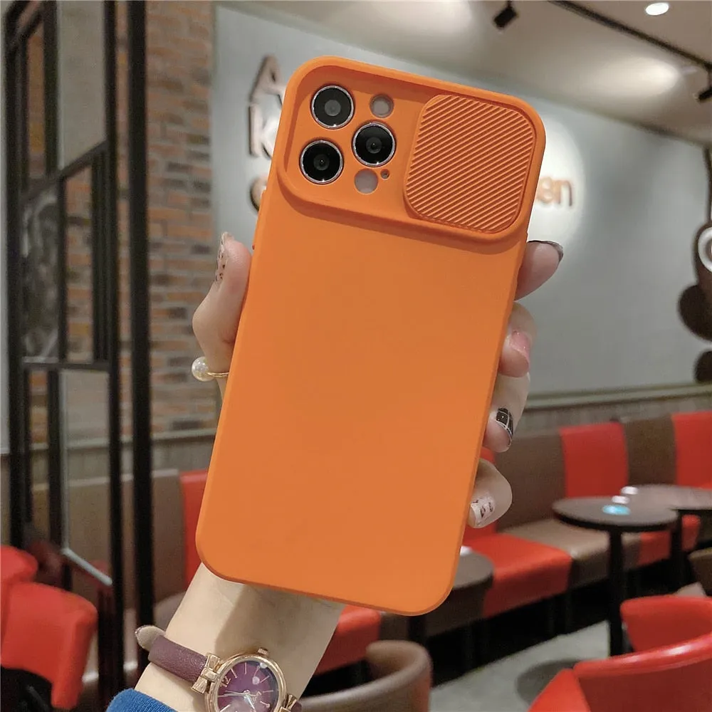 Anymob iPhone Case Orange Camera Lens Protection Color Candy Soft Back Cover