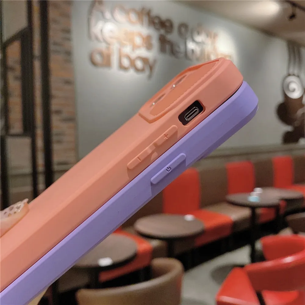 Anymob iPhone Case Orange Camera Lens Protection Color Candy Soft Back Cover