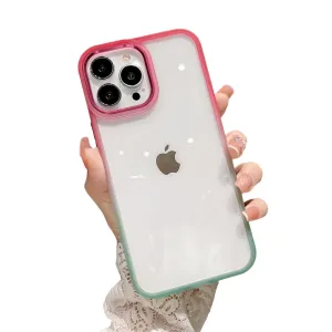 Anymob iPhone Case Pink Colorful Gradient Transparent Border Cover Acrylic Protective