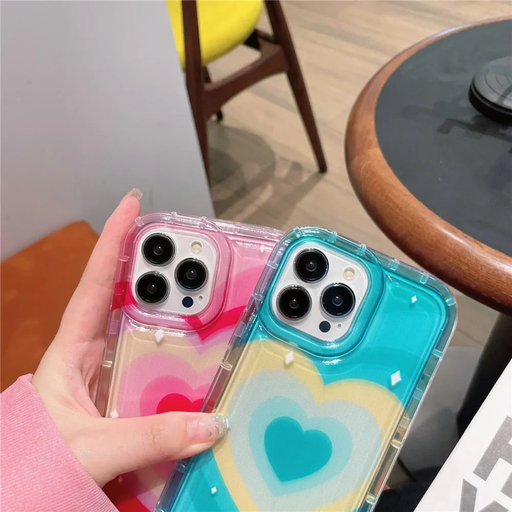 Anymob iPhone Case Pink Lovely Love Heart Air CushionSoft Cover Silicone Shockproof Protector