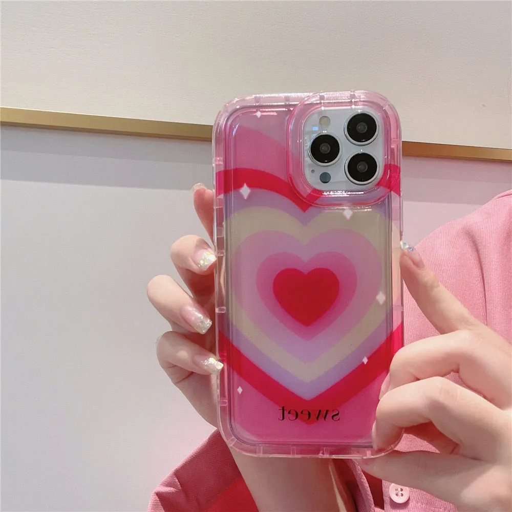 Anymob iPhone Case Pink Lovely Love Heart Air CushionSoft Cover Silicone Shockproof Protector