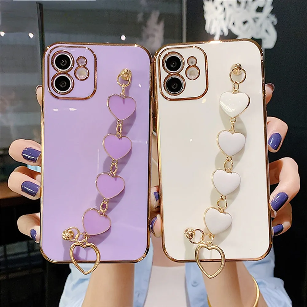 Anymob iPhone Case Pink Soft Silicone Bracelet Camera Protection Cover With Wristband