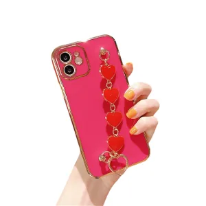 Anymob iPhone Case Pink Soft Silicone Bracelet Camera Protection Cover With Wristband