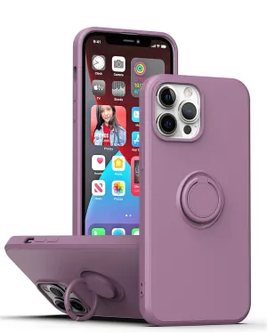 Anymob iPhone Case Plum Square Liquid Silicone Magnetic Holder Ring Stand Cover