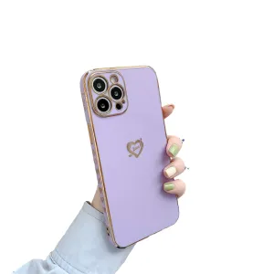 Anymob iPhone Case Purple Camera Protection Love Heart Side Hearts Shockproof Soft Silicone Cover