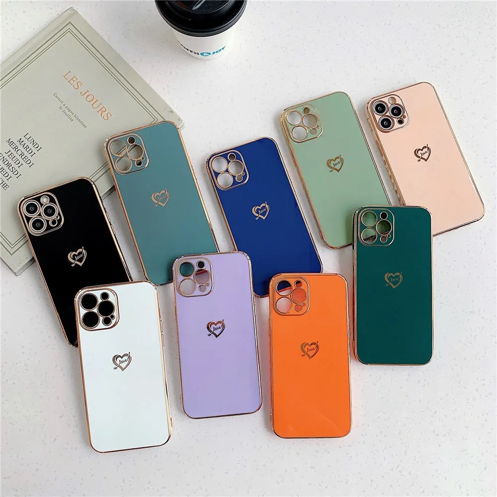 Anymob iPhone Case Purple Camera Protection Love Heart Side Hearts Shockproof Soft Silicone Cover