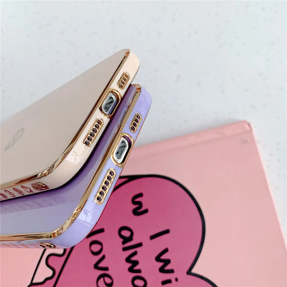 Anymob iPhone Case Purple Camera Protection Love Heart Side Hearts Shockproof Soft Silicone Cover