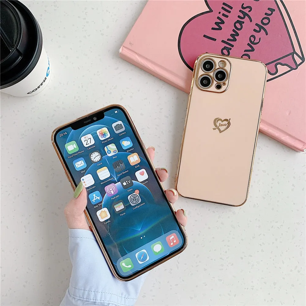 Anymob iPhone Case Purple Camera Protection Love Heart Side Hearts Shockproof Soft Silicone Cover