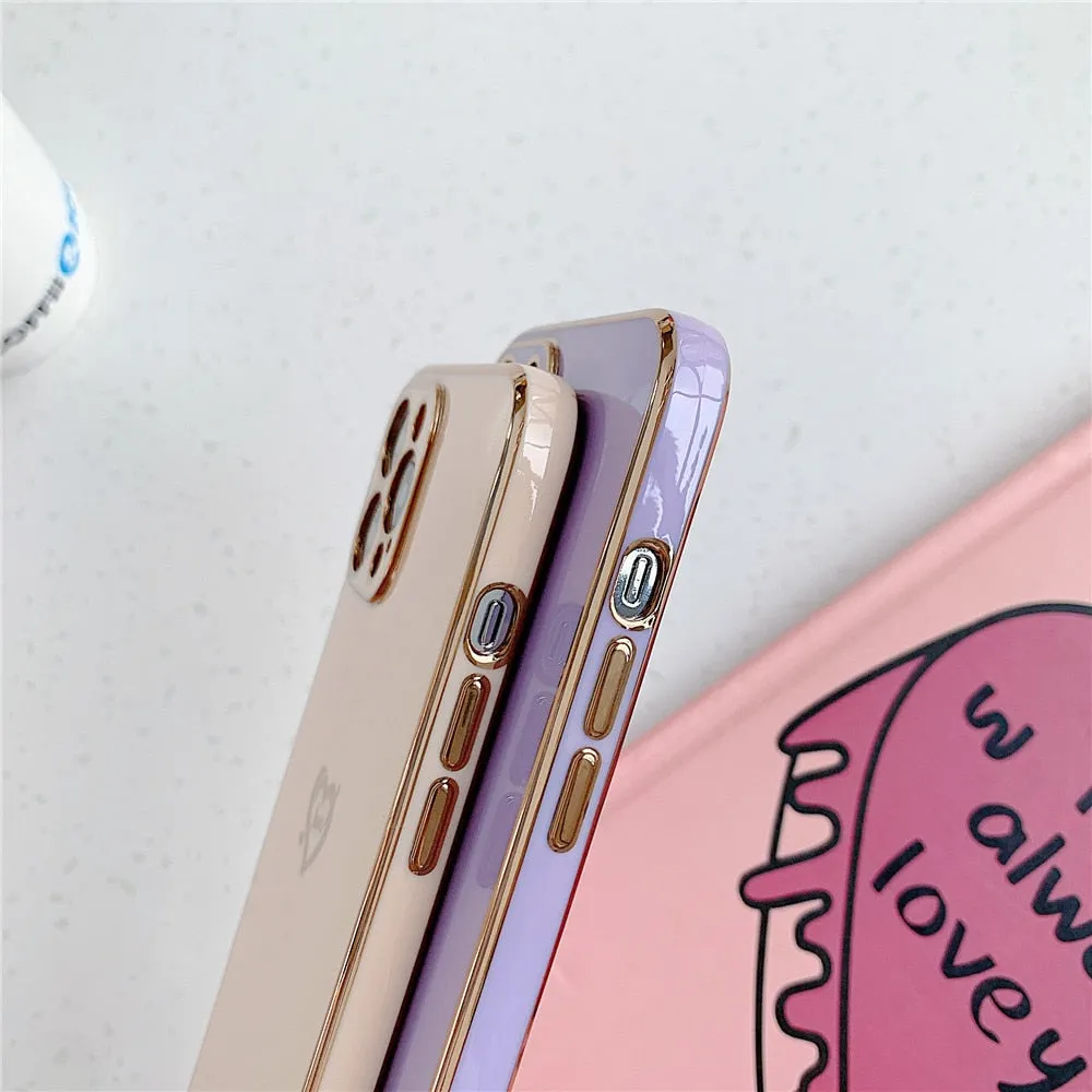 Anymob iPhone Case Purple Camera Protection Love Heart Side Hearts Shockproof Soft Silicone Cover