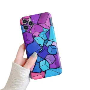 Anymob iPhone Case Purple Colorful Marble Soft Silicon Phone Back Cover