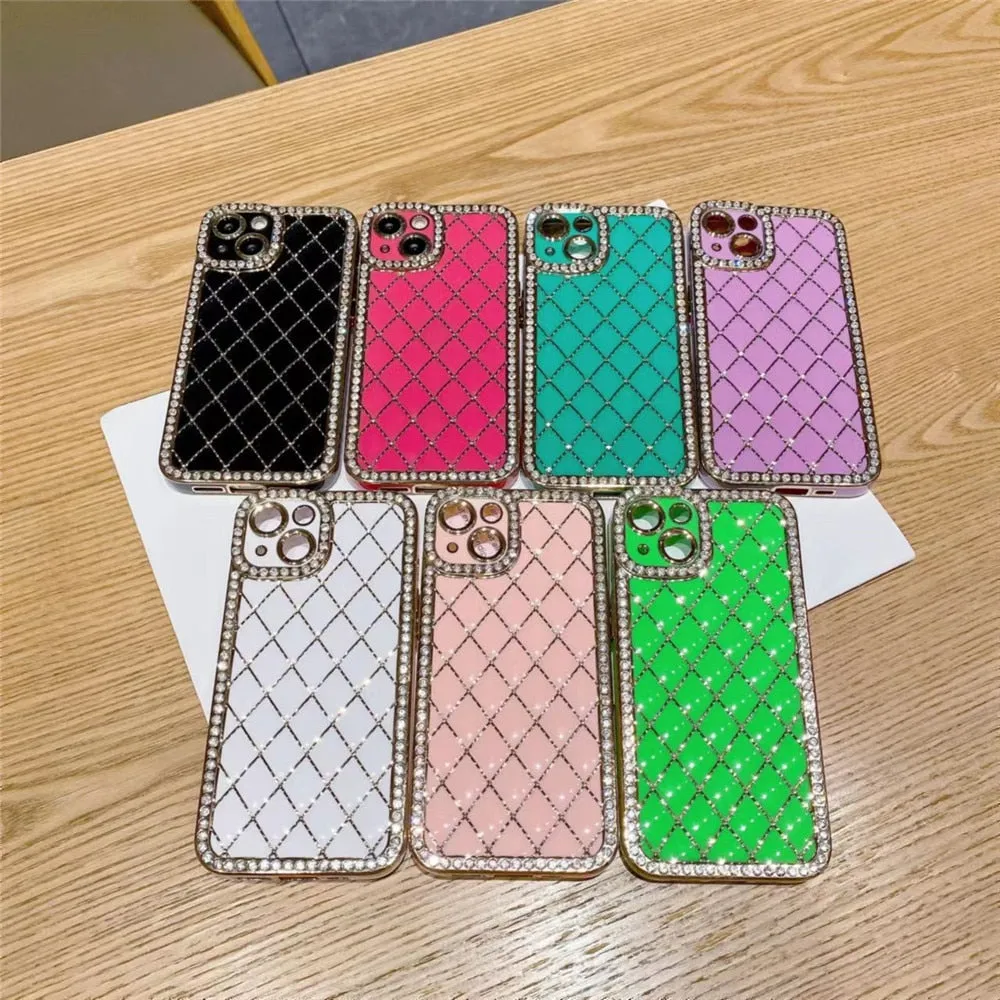 Anymob iPhone Case Purple Glitter Bling Diamond Geometry Lens Camera Protection Soft Silicone Cover