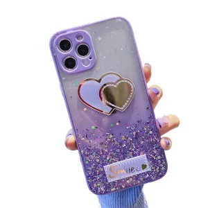 Anymob iPhone Case Purple Gradient Glitter Epoxy Phone Soft Silicone Clear Cover