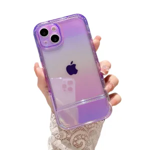 Anymob iPhone Case Purple Laser Clear Bumper Stand Holder Shockproof Soft Silicone Back Cover