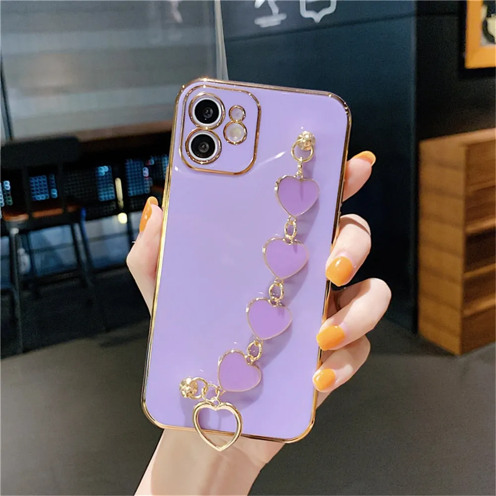 Anymob iPhone Case Purple Soft Silicone Bracelet Camera Protection Cover With Wristband