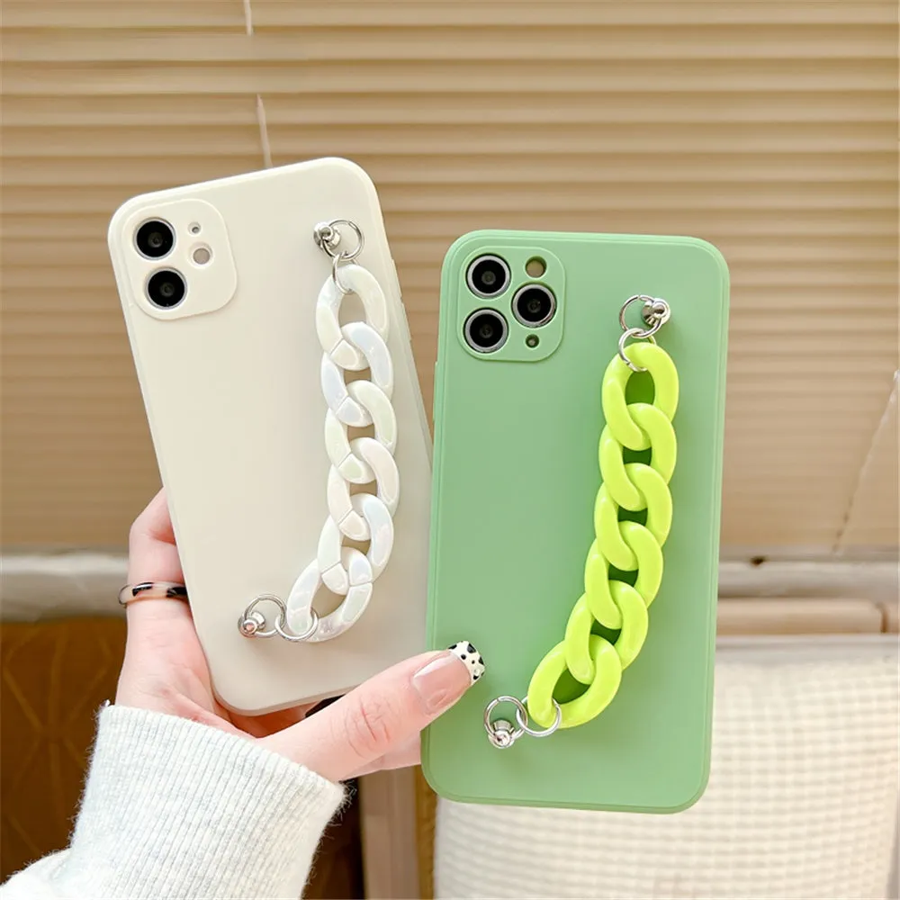 Anymob iPhone Case Red and Blak Marble Chain Soft Silicone Bracelet Phone Cover