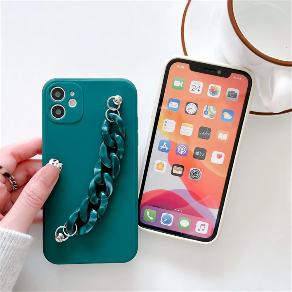Anymob iPhone Case Red and Blak Marble Chain Soft Silicone Bracelet Phone Cover