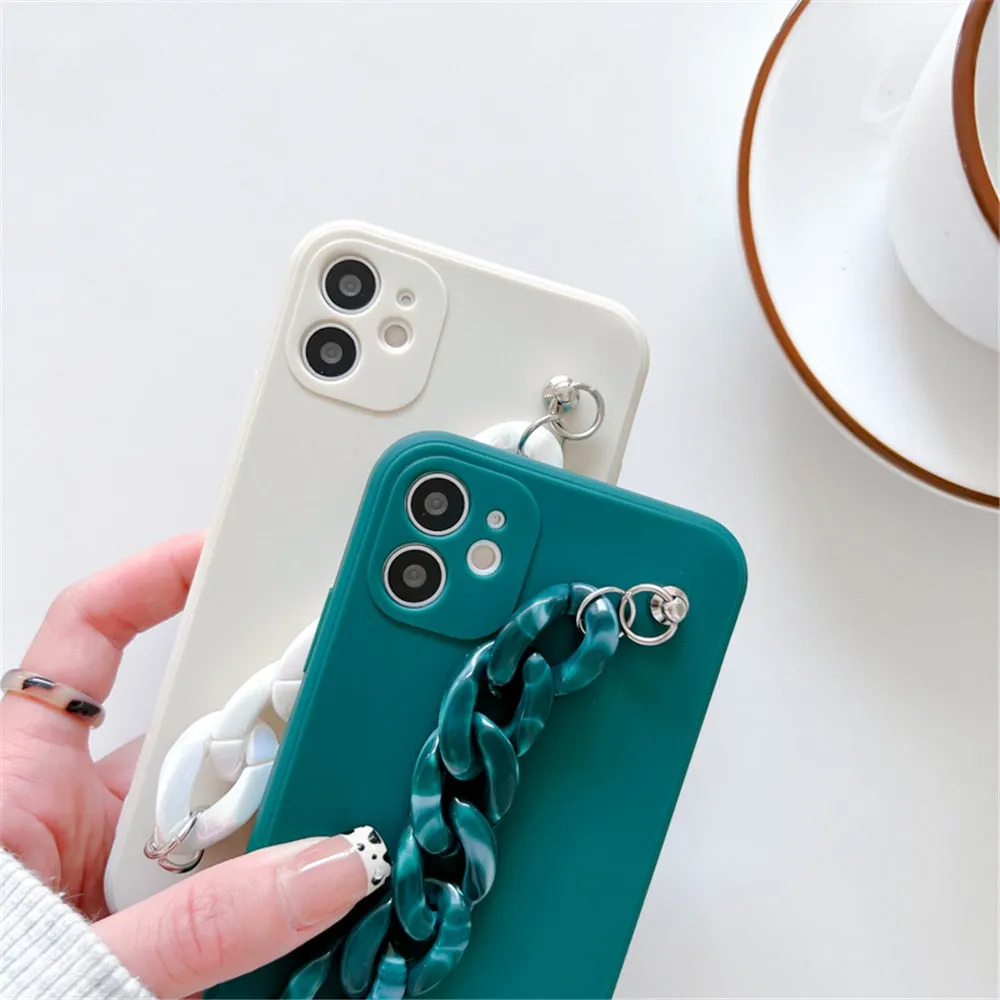 Anymob iPhone Case Red and Blak Marble Chain Soft Silicone Bracelet Phone Cover