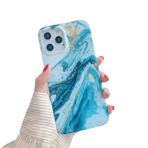 Anymob iPhone Case Sky Blue Gradual Color Matte Marble Soft Silicone Back Cover