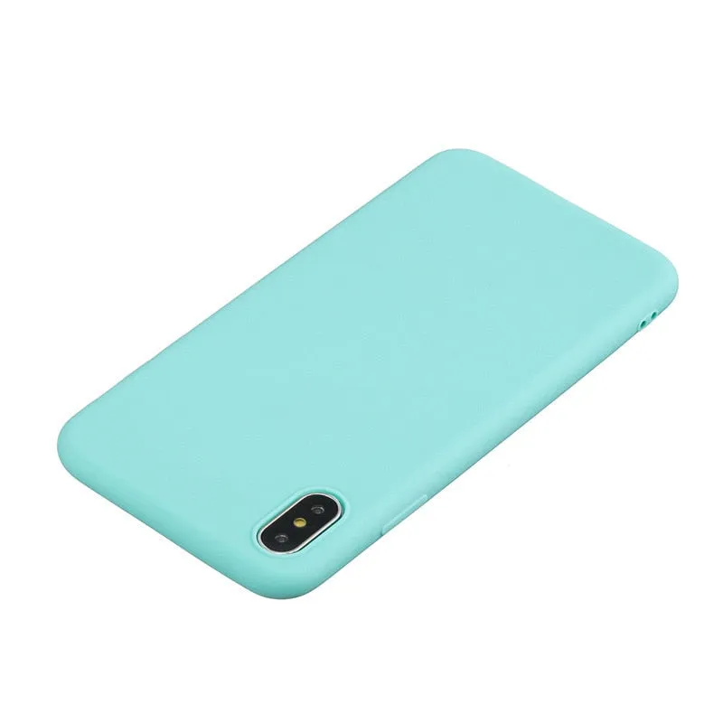 Anymob iPhone Case Sky Blue Simple Solid Color Ultra thin Soft TPU Cases Candy Color Back Cover
