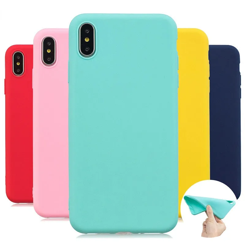 Anymob iPhone Case Sky Blue Simple Solid Color Ultra thin Soft TPU Cases Candy Color Back Cover