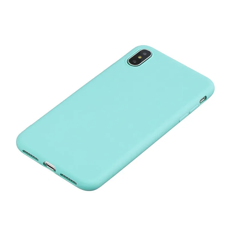 Anymob iPhone Case Sky Blue Simple Solid Color Ultra thin Soft TPU Cases Candy Color Back Cover