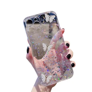 Anymob iPhone Case Transparent Camera Protection Cute 3D Butterfly Clear Shockproof Cover