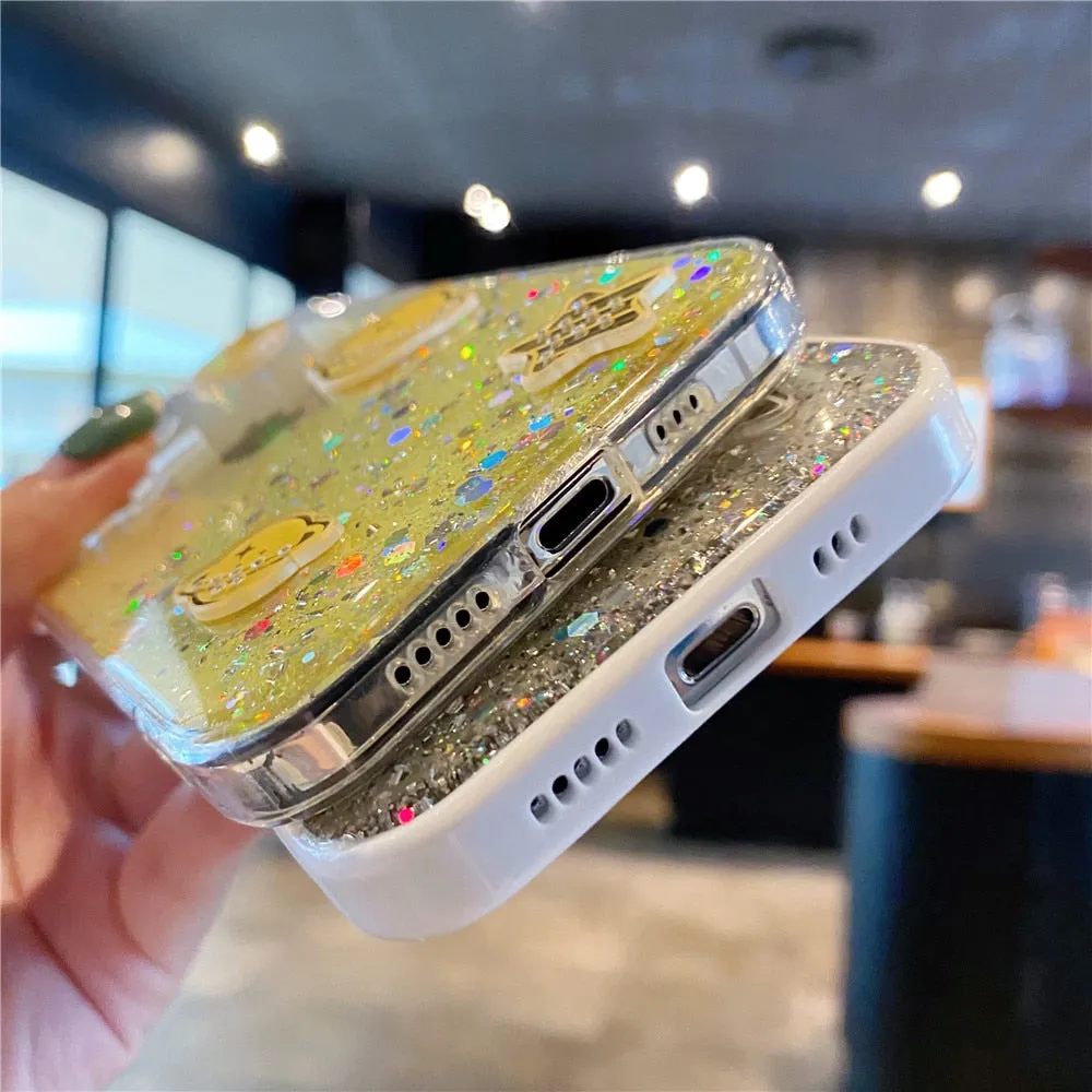 Anymob iPhone Case Transparent Cartoon Planet Glitter Soft Silicon Cover