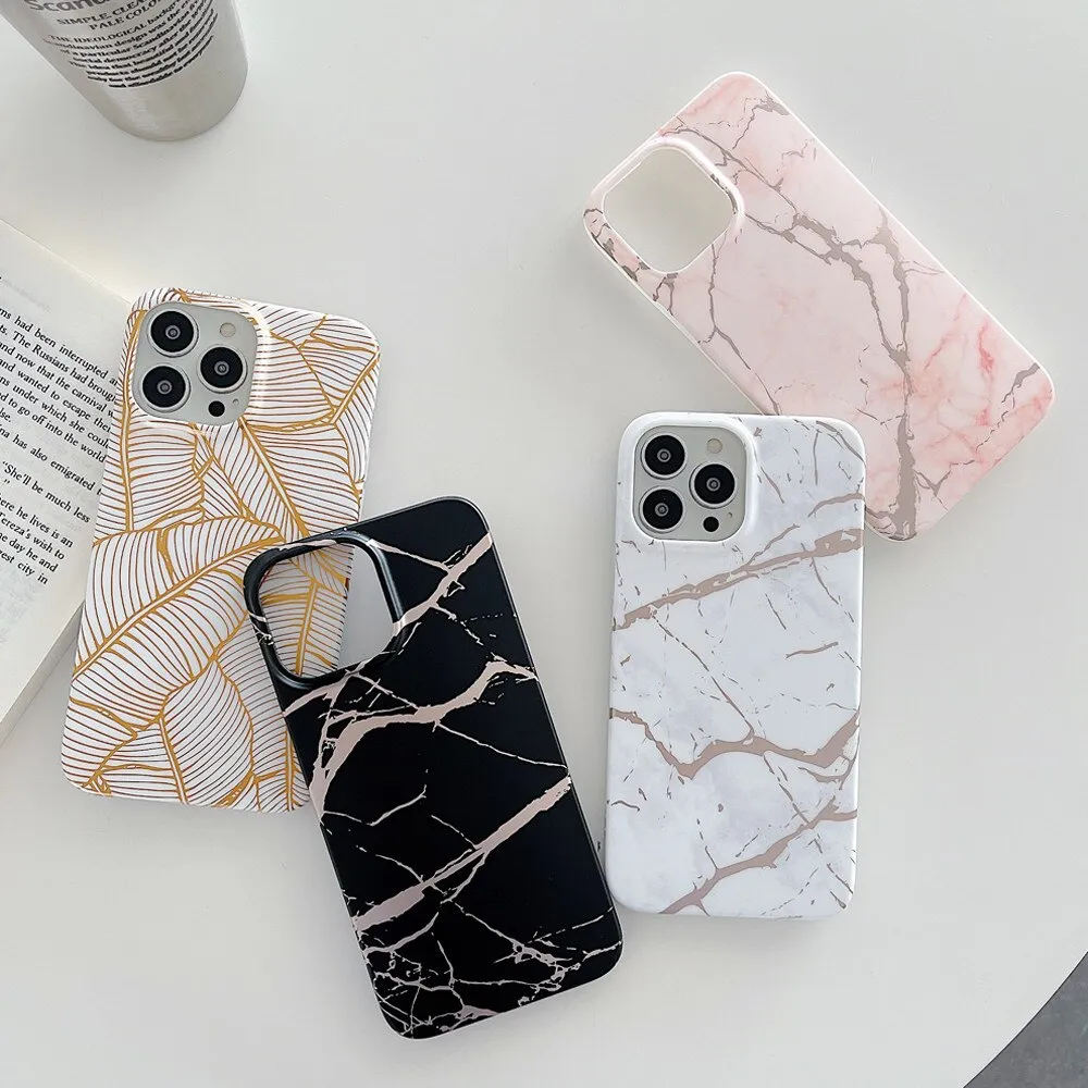 Anymob iPhone Case White Classic Marble Soft Silicone Shockproof Cover