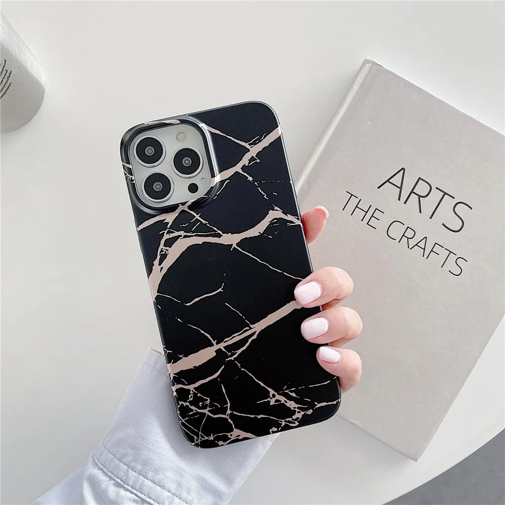 Anymob iPhone Case White Classic Marble Soft Silicone Shockproof Cover