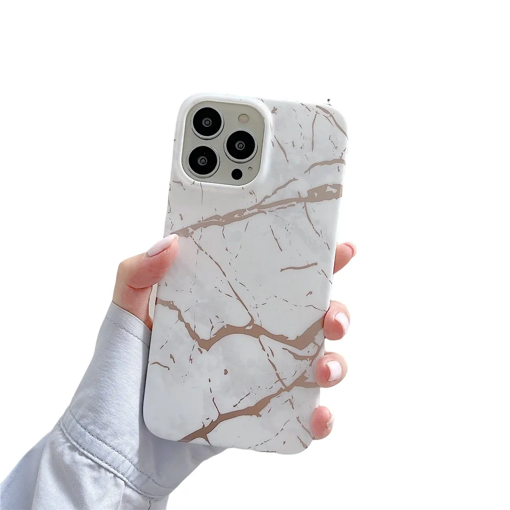 Anymob iPhone Case White Classic Marble Soft Silicone Shockproof Cover