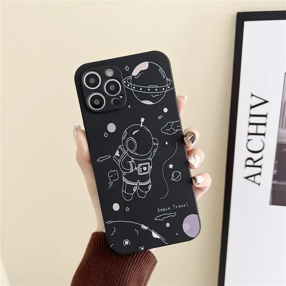 Anymob iPhone Case White Creative Astronaut Silicon Soft Cover