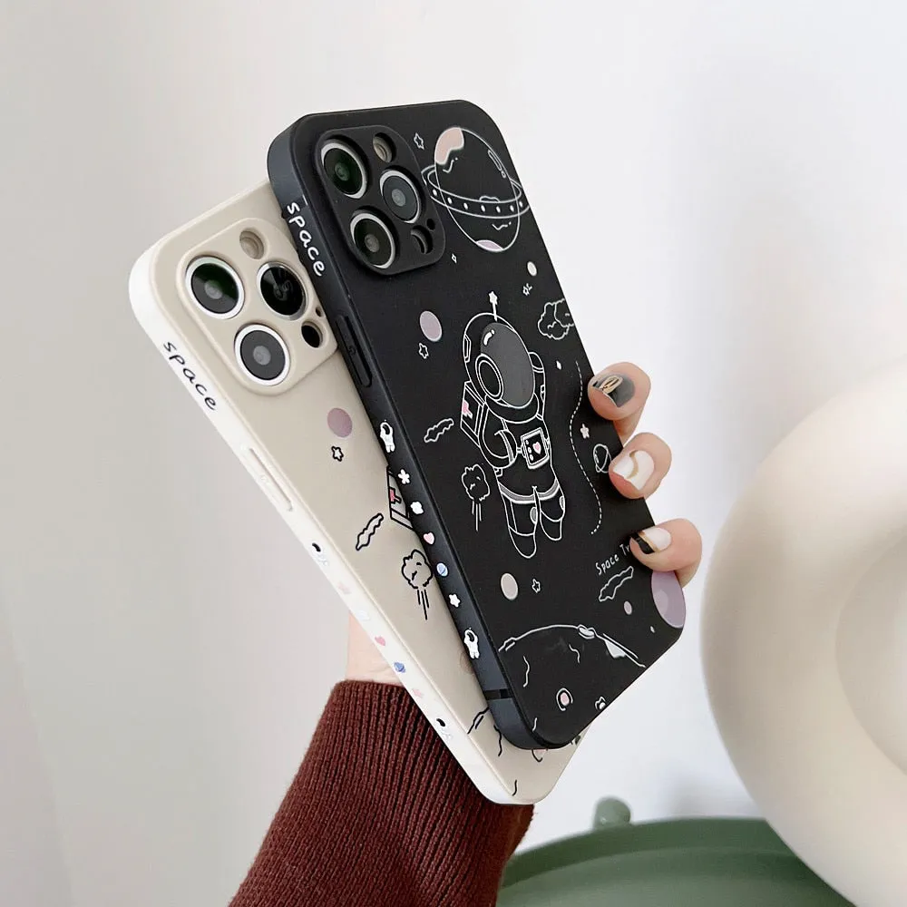 Anymob iPhone Case White Creative Astronaut Silicon Soft Cover