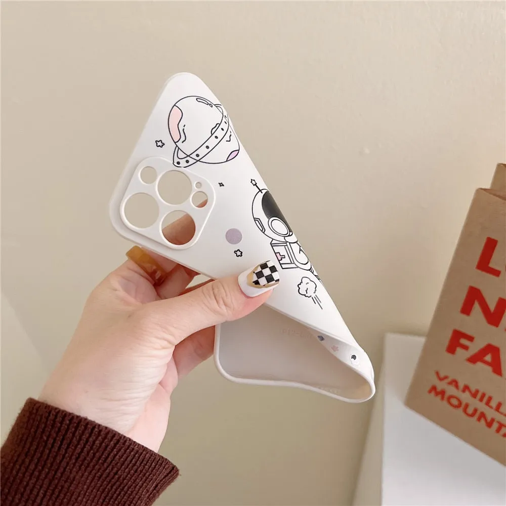 Anymob iPhone Case White Creative Astronaut Silicon Soft Cover