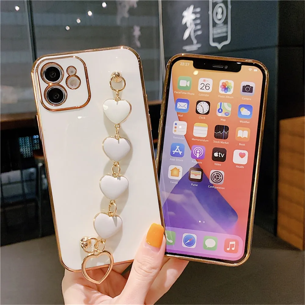 Anymob iPhone Case White Soft Silicone Bracelet Camera Protection Cover With Wristband