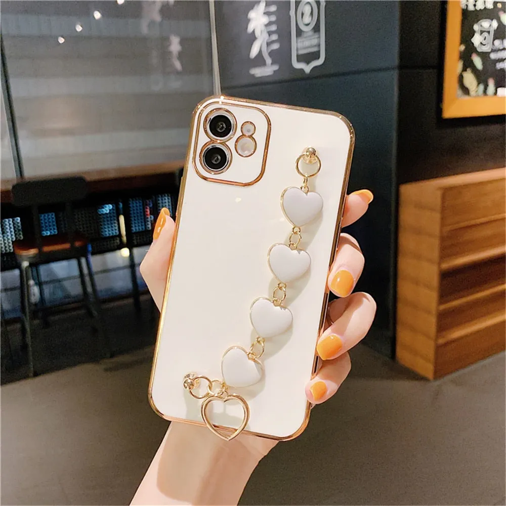 Anymob iPhone Case White Soft Silicone Bracelet Camera Protection Cover With Wristband