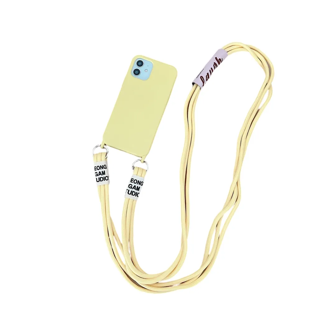 Anymob iPhone Case Yellow Crossbody Necklace Lanyard Strap Rope Cord Soft Silicone Cover
