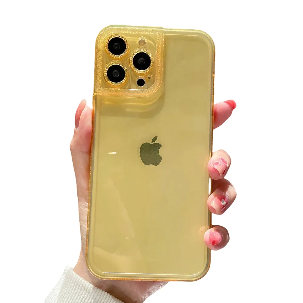 Anymob iPhone Case Yellow Diamond Camera Protection Clear Fluorescent Neon Soft Silicone Gel Cover